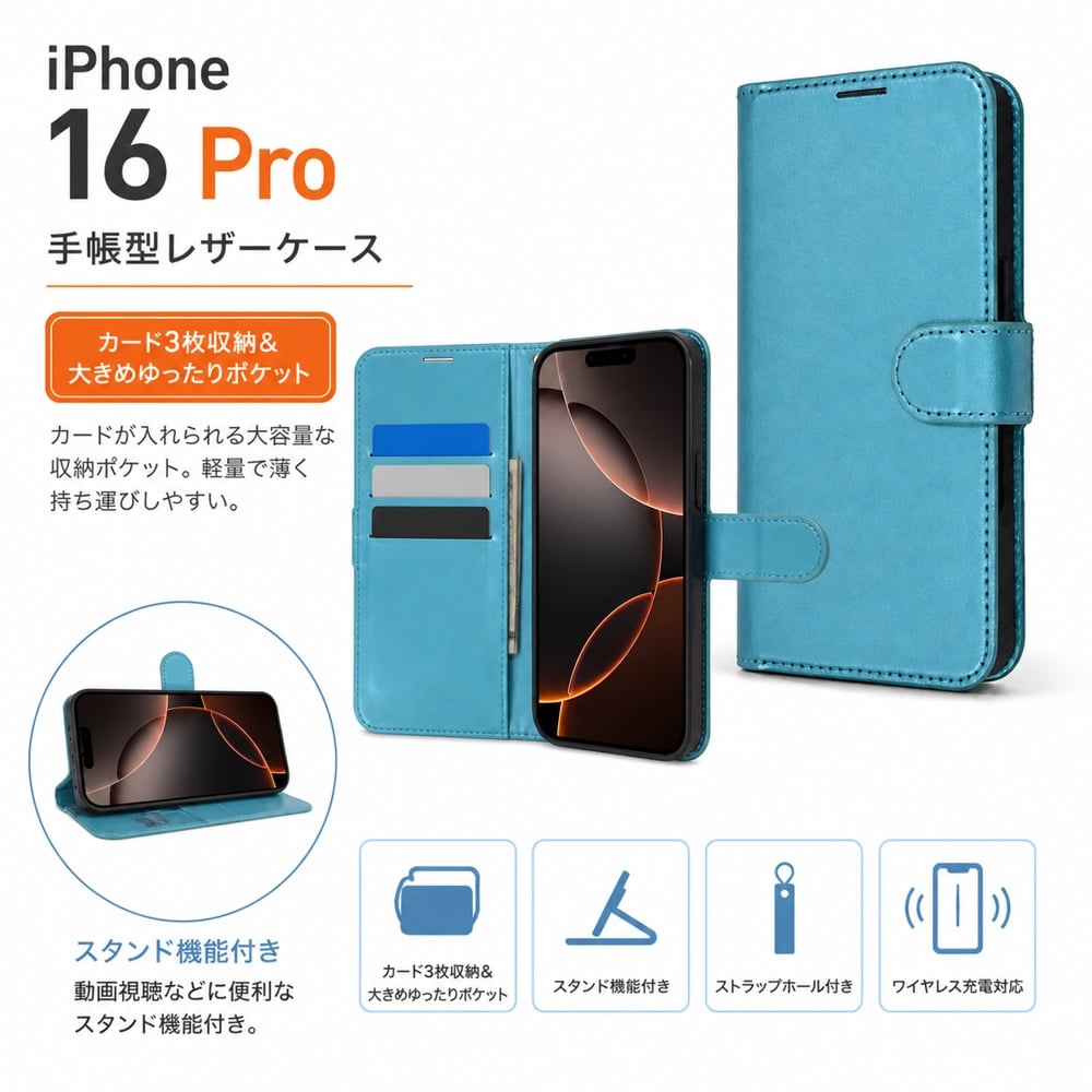 iPhone 16 Pro ケース 手帳型 マグネット iPhone16Pro アイフォン 16