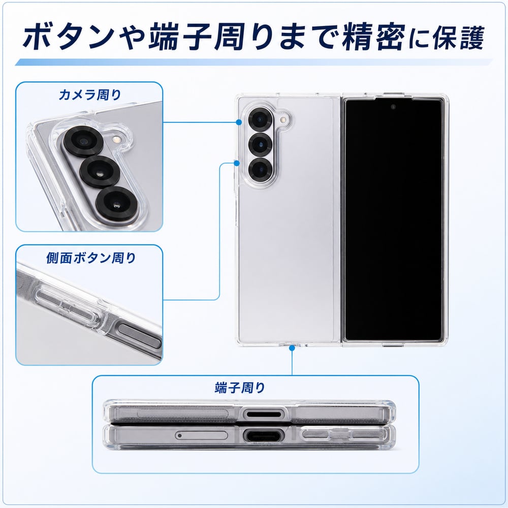 Samsung Galaxy Z Fold6 ホワイト、フィルム、ケース等セット Galaxy Z Fold6 ケース 耐衝撃 ハイブリッドケース ソフトケース