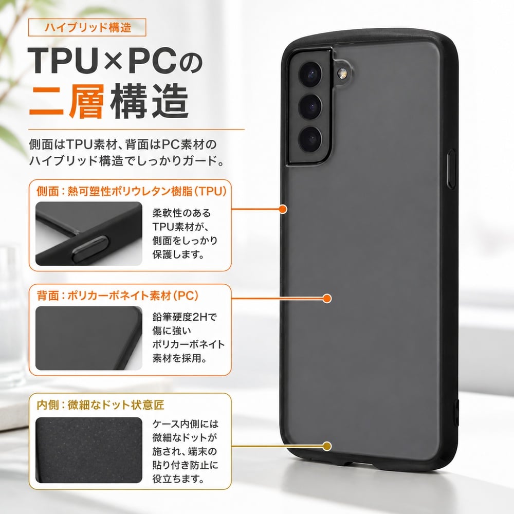 Galaxy S21 ケース 耐衝撃 クリア ブラック 黒 black GalaxyS21 docomo