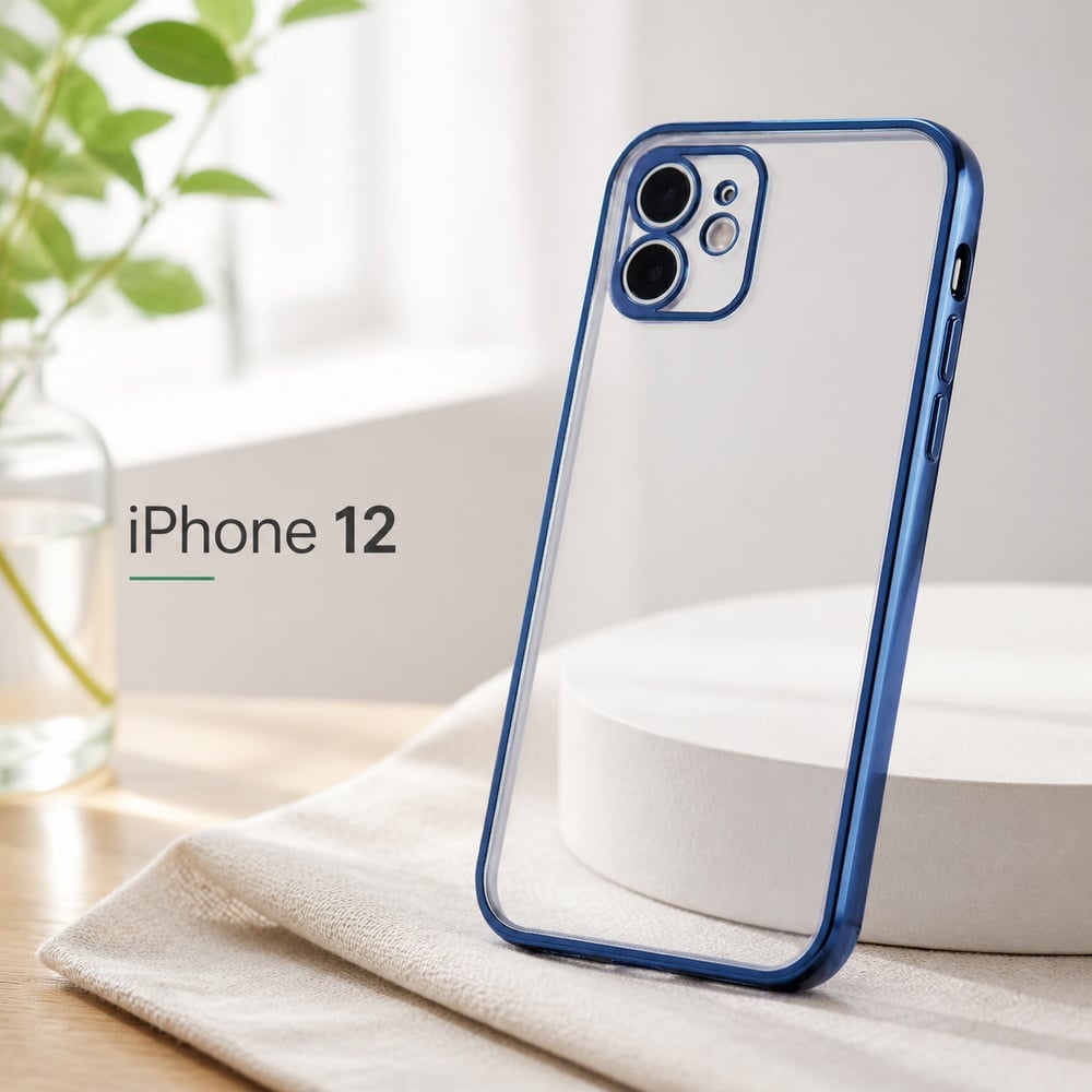iPhone 12 Perfect Fit メタリックケース/ブルー スマホケース