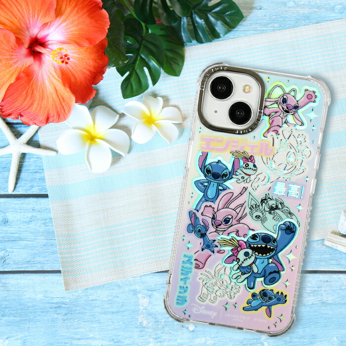 iPhone15 ケース ディズニー スティッチ かわいい SKINNYDIP ラメ