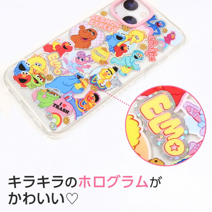 iPhone14 ケース セサミストリート かわいい SKINNYDIP クリア ラメ