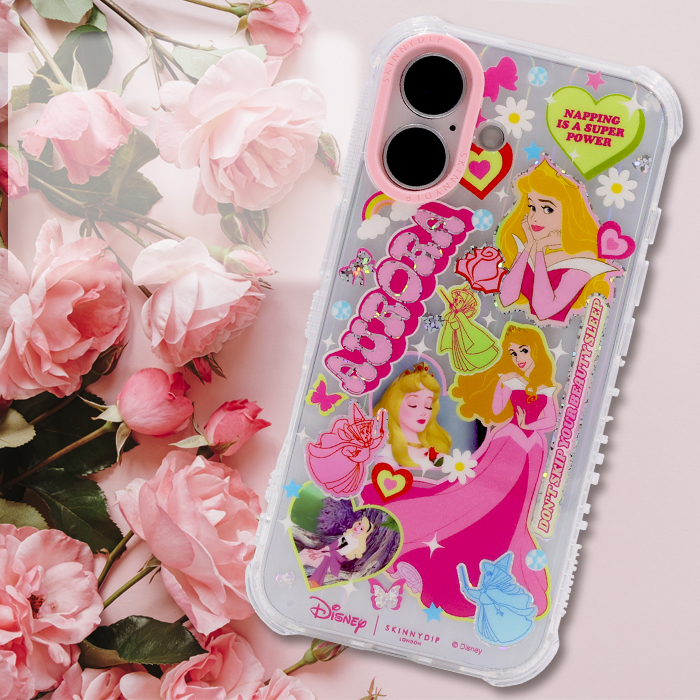 iPhone16Plus ケース ディズニー プリンセス オーロラ SKINNYDIP ラメ