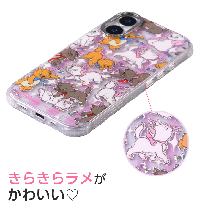 新品‼️ディズニーマリーちゃんスワロフスキー iPhone 16 plusケース iPhone16 ケース マリー ディズニー かわいい キラキラ ソフト 耐衝撃