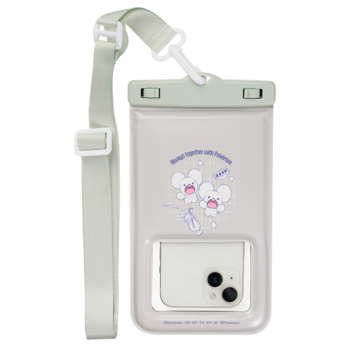 ホワイト タッチスクリーン 携帯電話 本体 透明ケース付き スマホ 防水ケース ポケモン キャラクター かわいい ワッカネズミ お
