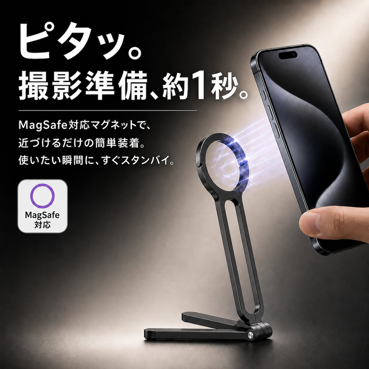 スマホスタンド マグネット式 スマホ三脚 3WAY MagSafe対応 折りたたみ