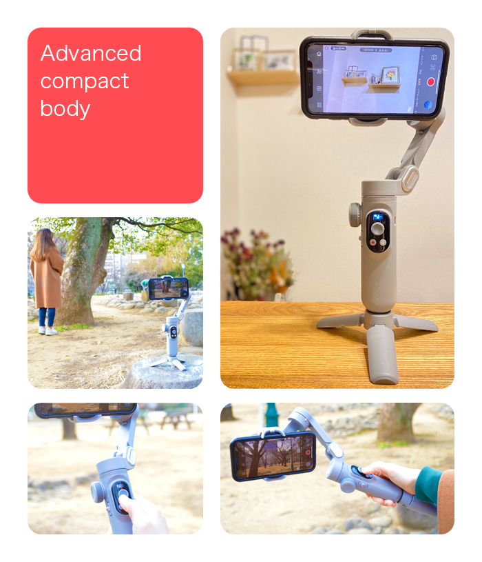 ジンバル スタビライザー 3軸 カメラ iPhone スマホ 自撮り棒 AUCHUAN