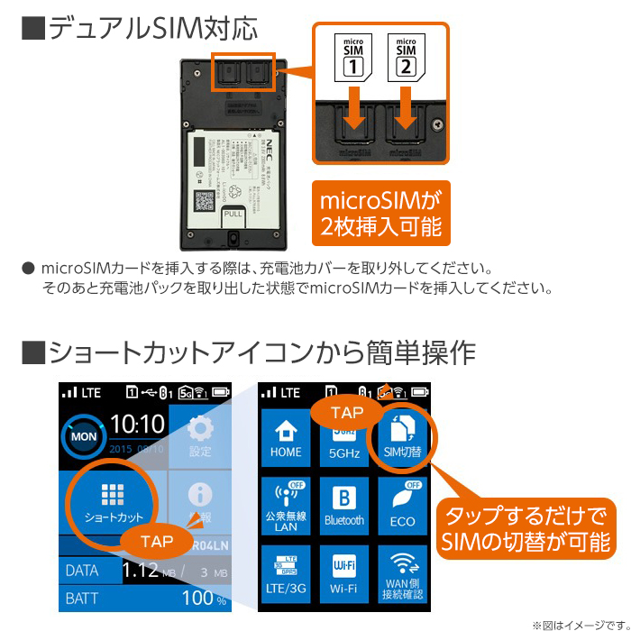 中古ルーター NEC Aterm MR04LN WiFiルーター LTE対応 モバイルルーター simフリー wifi ルーター 11ac  動作確認済み 本体のみ ブラック スペック 動作確認済み