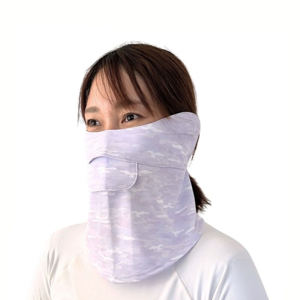 フェイスカバー スポーツ CH型 フェイスマスク テニス ゴルフ 通気性 夏用 カモフラ 無地 UVカットマスク 日焼け対策 UVフェイスカバー 紫外線対策 息苦しくない | White Beauty | 07