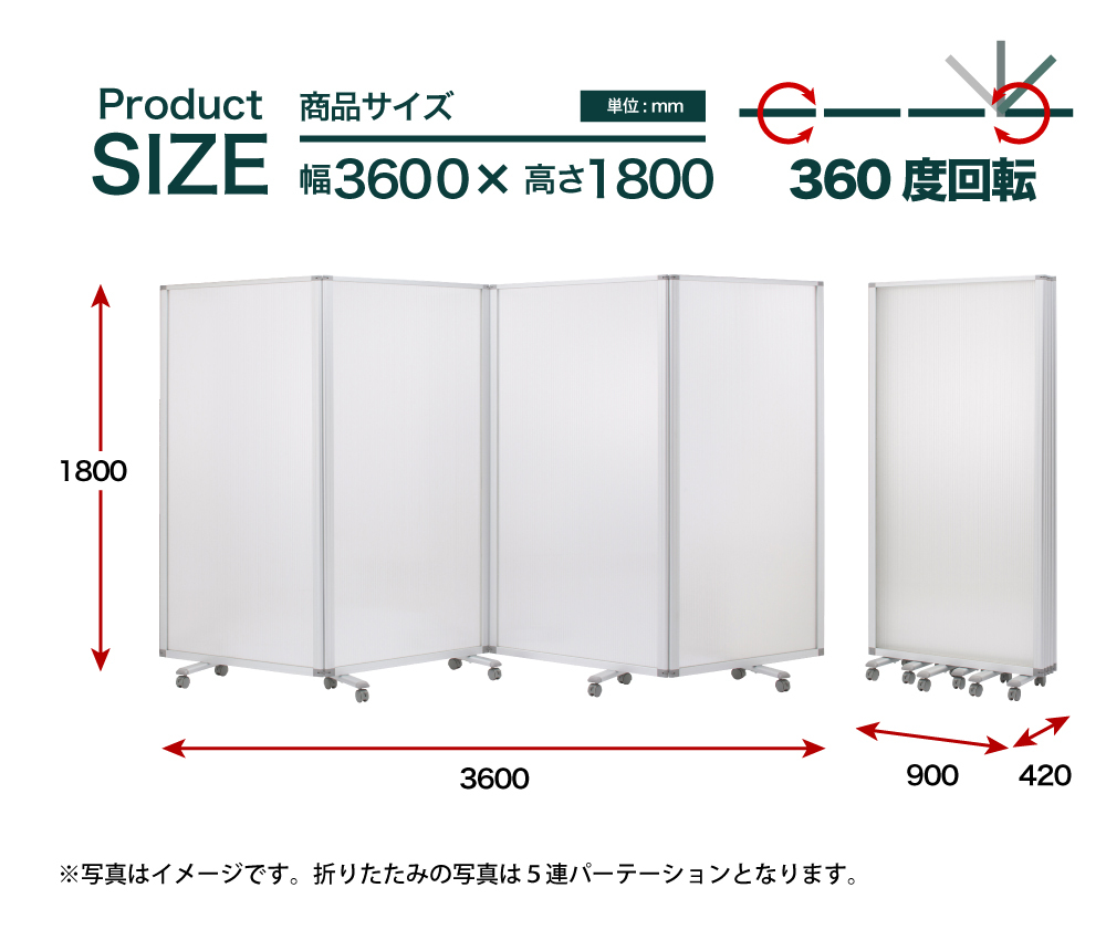 高級 デラックス ポリカーボネート パーテーション 脚付き 4連