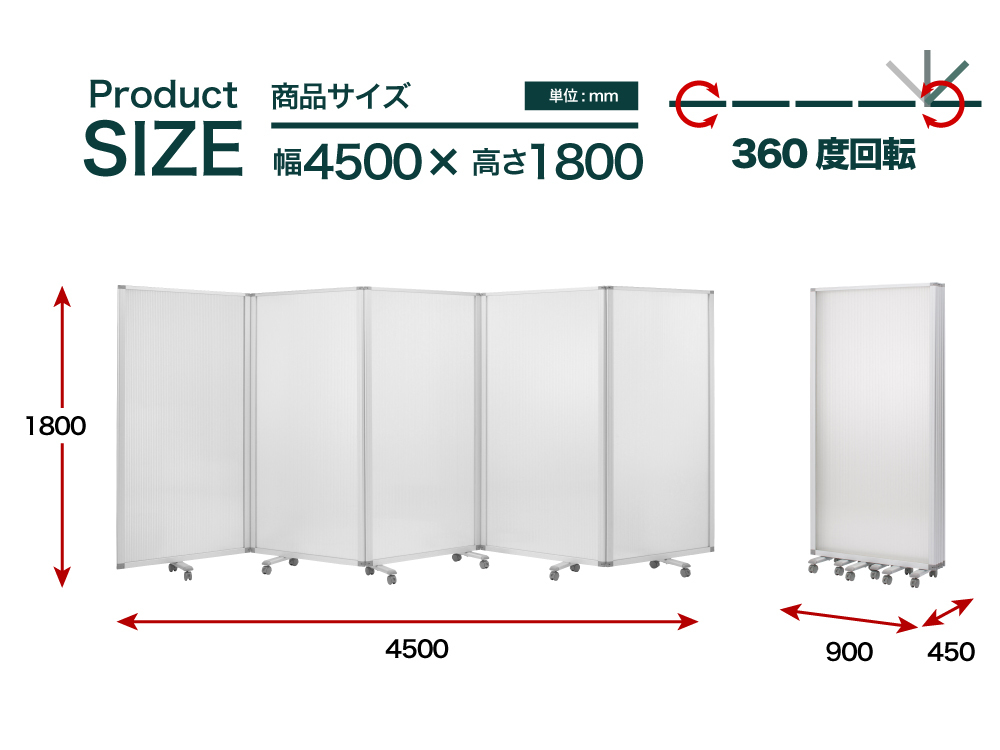 パーテーション 5連 キャスター付き パーティション 間仕切り