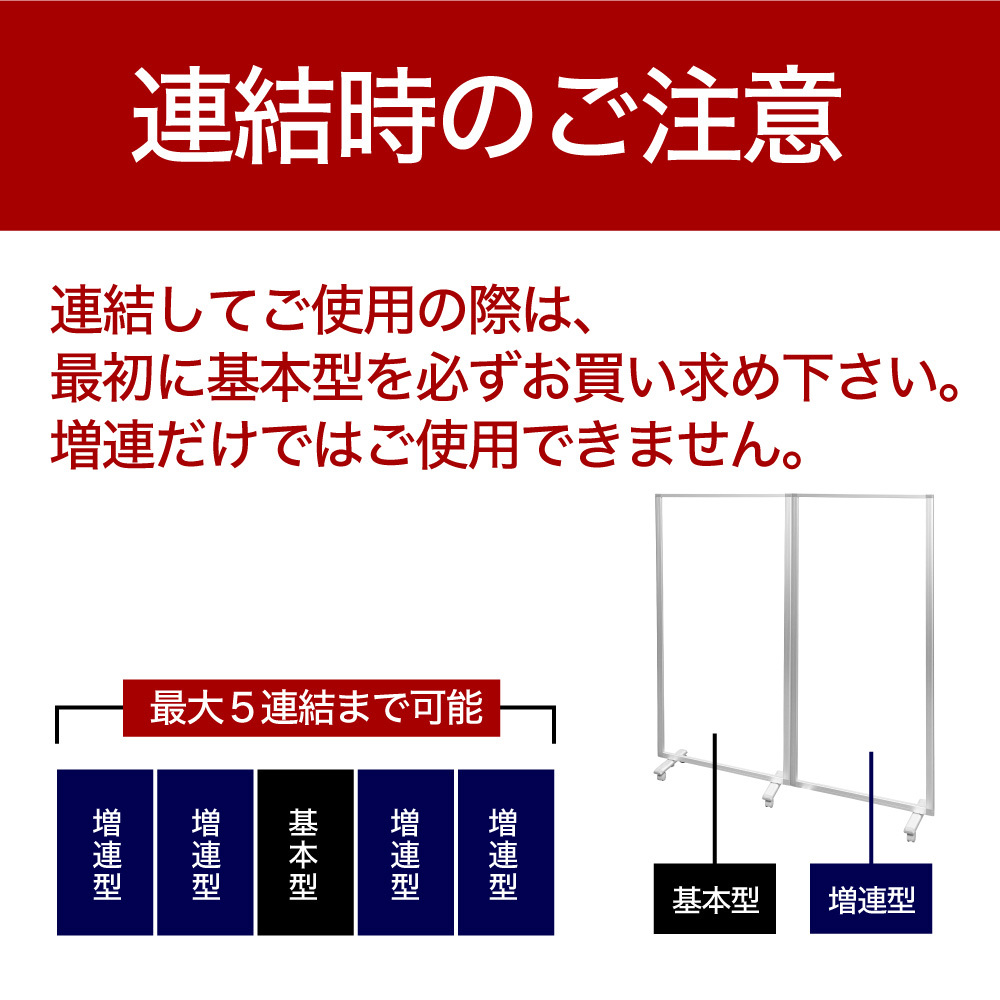 高級 デラックス 透明アクリル パーテーション コロナ対策 1連 増連用