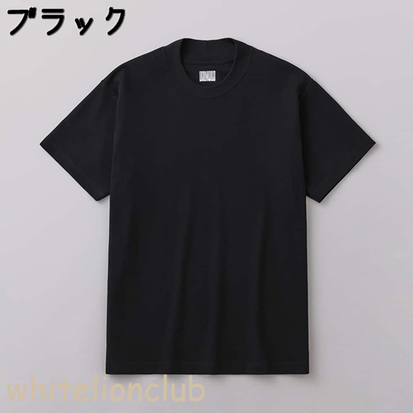 ホワイトラベル コットン 半袖 ラウンドTシャツ_BLACK A.M.S.｜ラグラン tシャツ 無地 メンズ 半袖 カットソー 部屋着