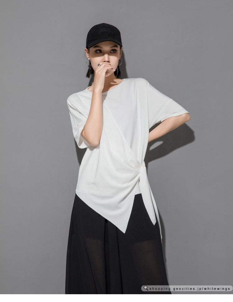 Tシャツ レディース黒 コーデ夏 フォーマル きれいめ 40代 30代 代 おしゃれ 着痩せ カジュアル 半袖 非対称 M White Wings 通販 Yahoo ショッピング