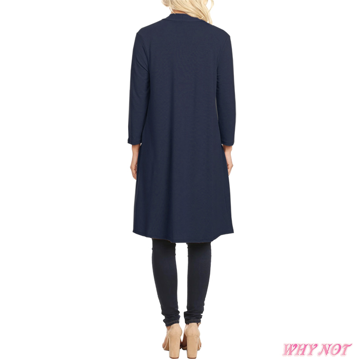 インポート カーディガン 7分袖 ソリッドカラー オープンフロント セミロング S.M.L.XL ダークネイビーブルー FROM USA MS241007LA019 |  | 03