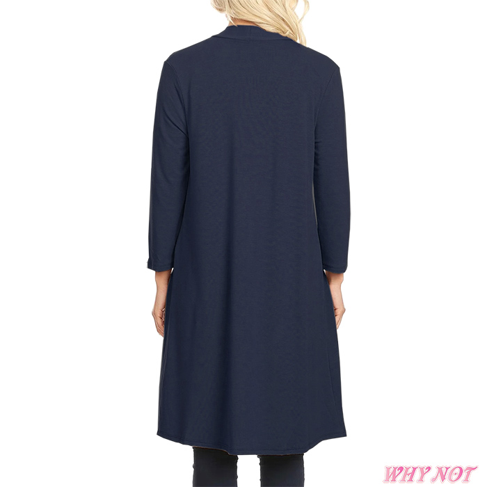 インポート カーディガン 7分袖 ソリッドカラー オープンフロント セミロング S.M.L.XL ダークネイビーブルー FROM USA MS241007LA019 |  | 06