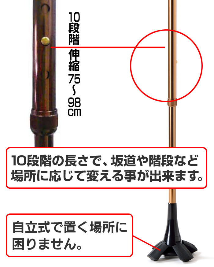 安心着地4脚ステッキ