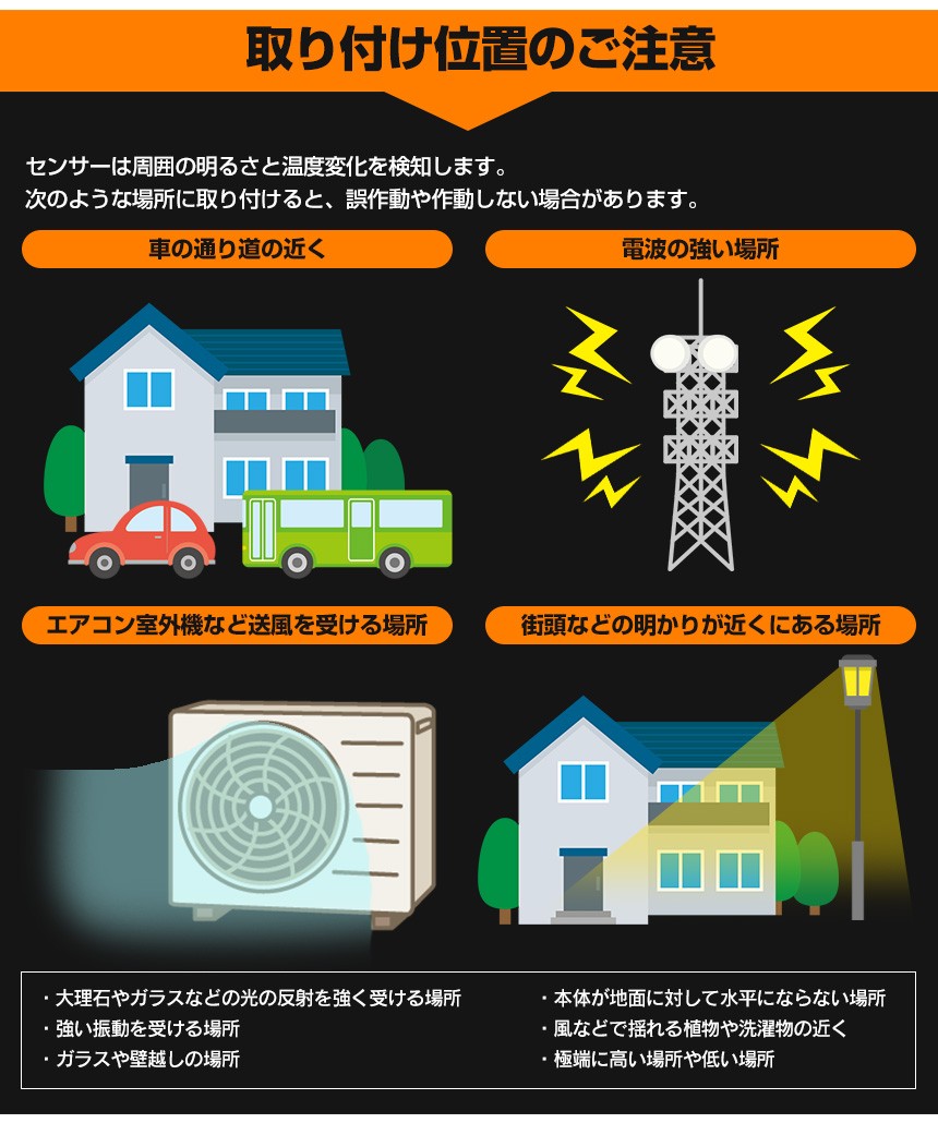 乾電池式 防犯人感センサーライト