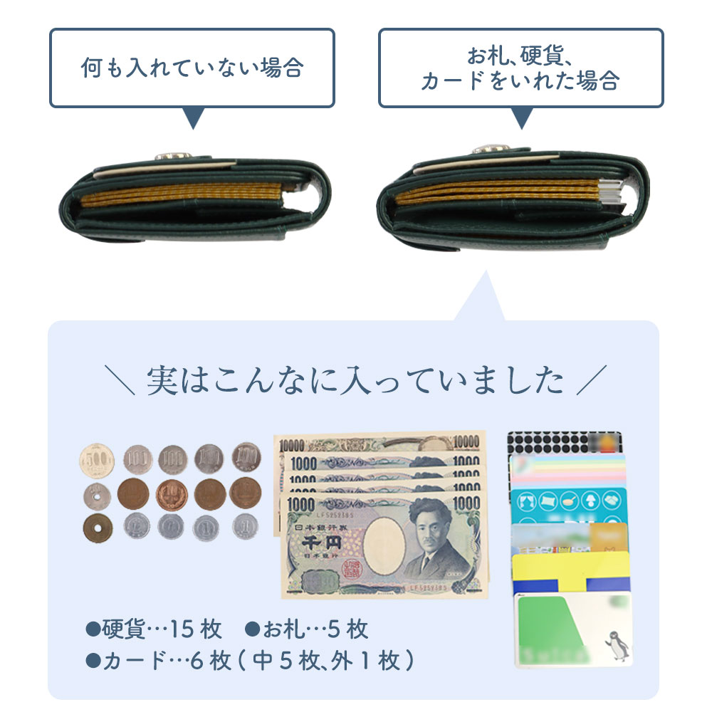 牛革バイカラー三つ折りミニ財布