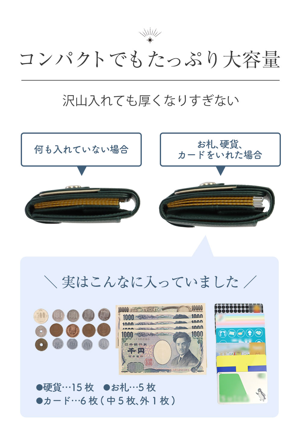 牛革バイカラー三つ折りミニ財布