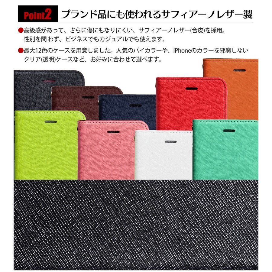 サフィアーノレザー製手帳型iPhoneケース