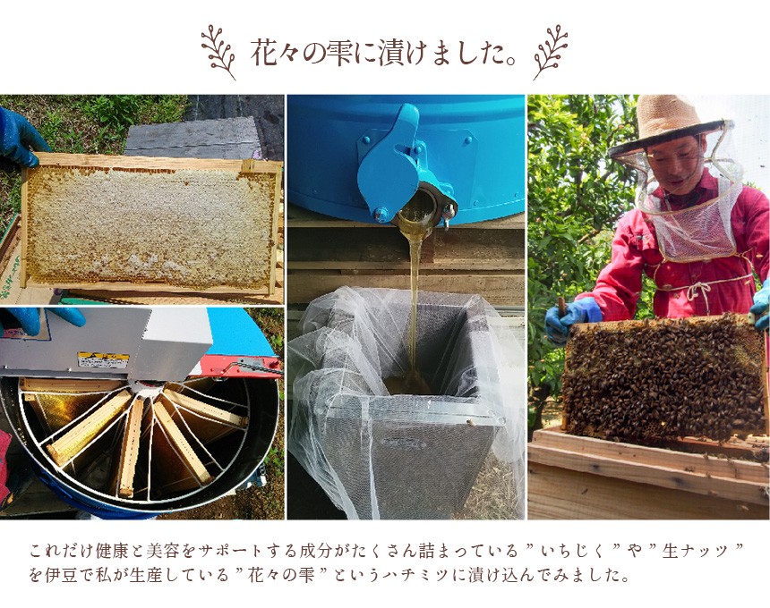 伊豆半島の国産天然ハチミツセット（ナッツ漬け・イチジク漬け）