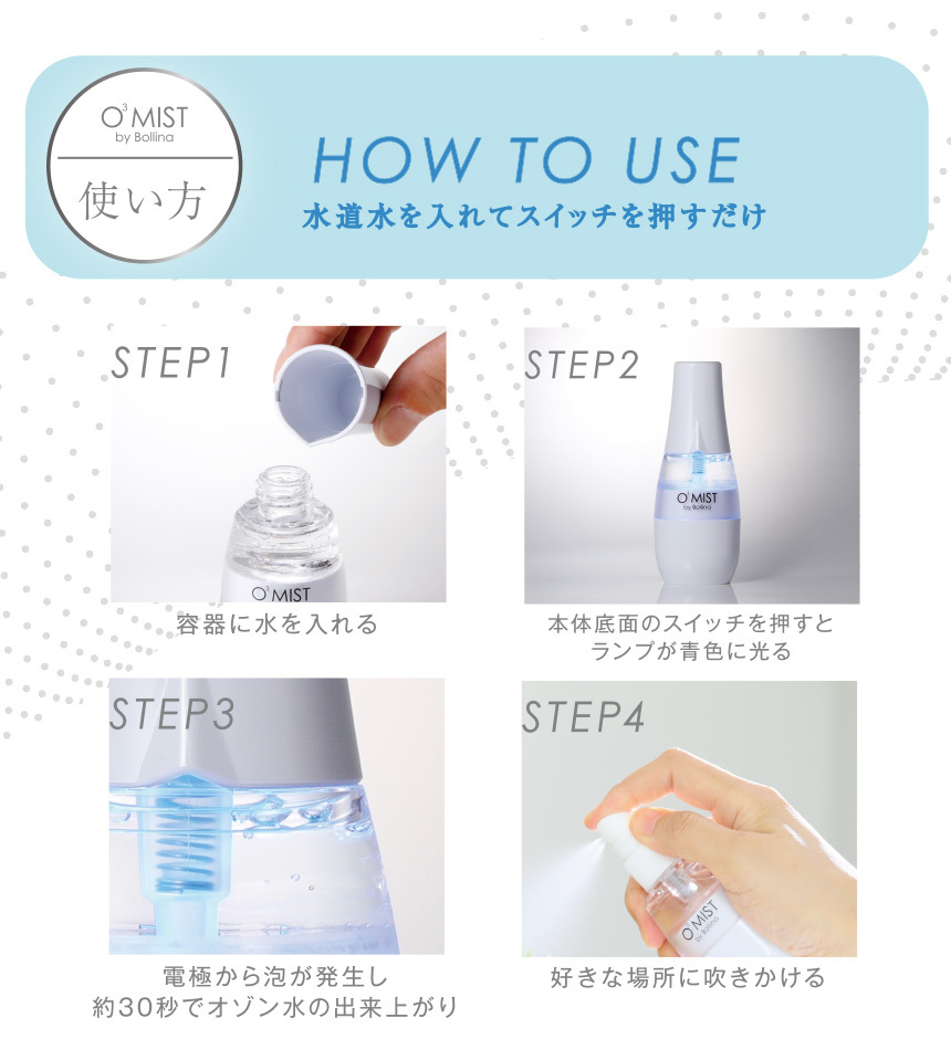 Bollina 除菌スプレー 携帯 携帯用 オゾン水生成器 オゾン水発生