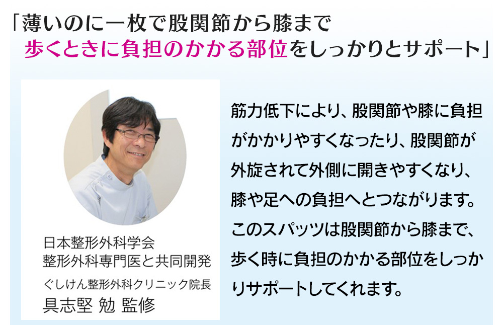 お医者さんのサポートスパッツピタ肌