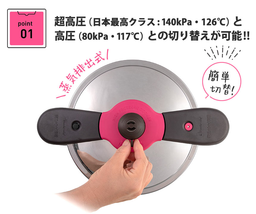 ワンダーシェフ 魔法のクイック料理 両手圧力鍋 5.5L ガラス蓋・カレーレシピ付