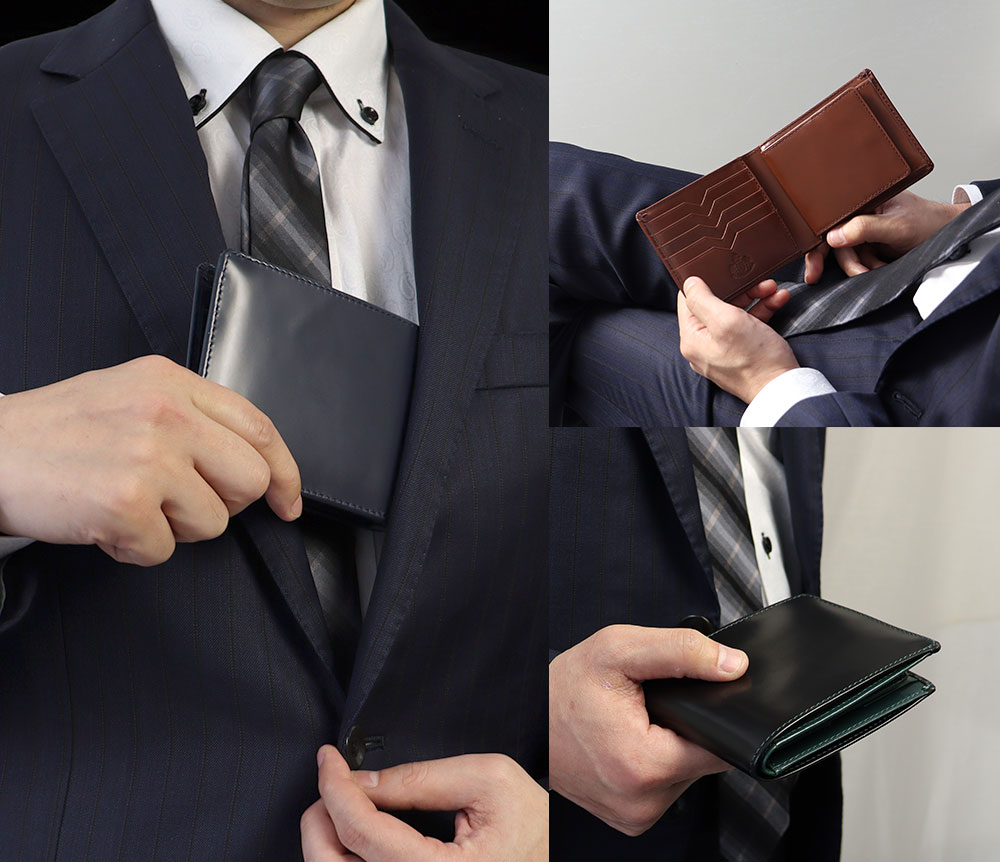 シンプルな牛革二つ折り財布