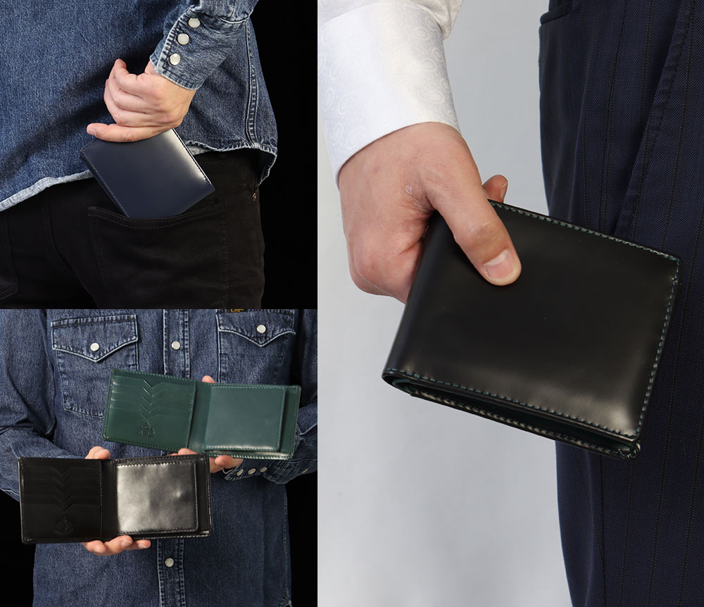 シンプルな牛革二つ折り財布