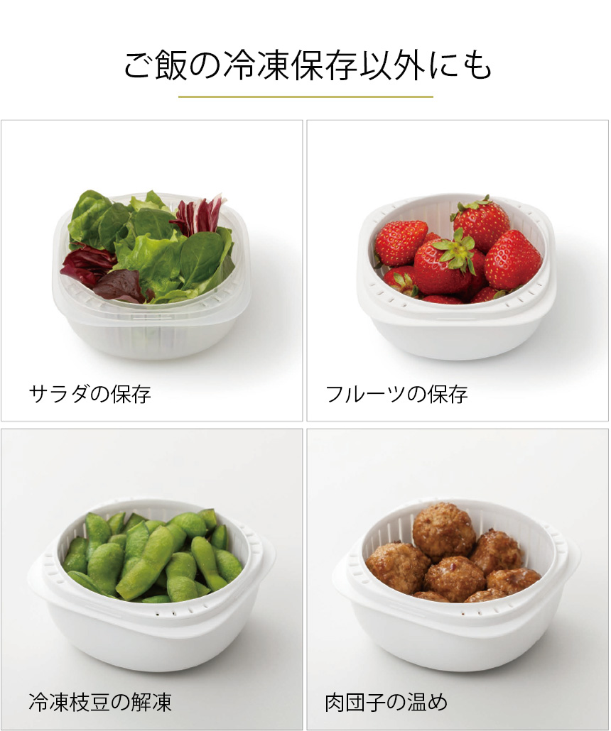 蒸気であたためる冷凍ごはん容器【4個組】 収納ボックス付き