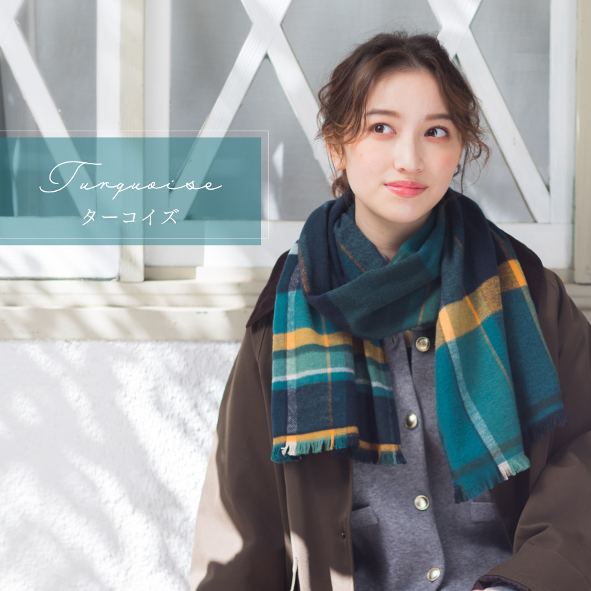 マフラー レディース 敏感肌 綿100％ ブランド 今治 起毛マフラー トラッド チェック 秋 冬 コットン生地 保湿 寒暖差 今治タオル | 今治タオル | 02