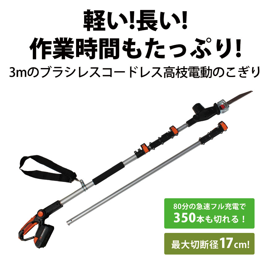 YARDFORCE 3mブラシレス高枝電動のこぎりPro