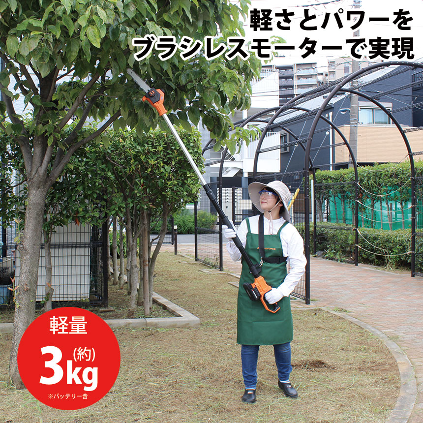 YARDFORCE 24V高枝ブラシレスチェーンソー