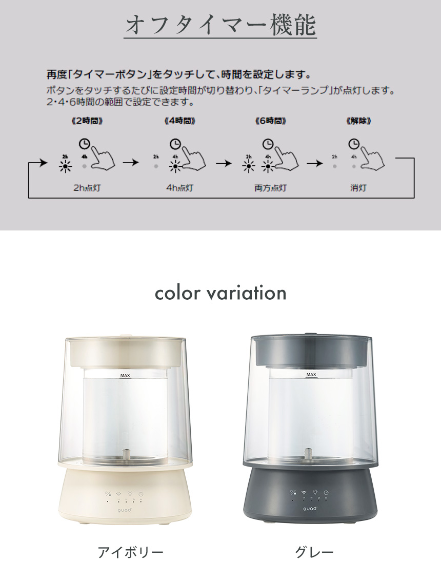 QUADS（クワッズ） 加湿器 スチーム式 スチーム加湿器 上部給水 上から