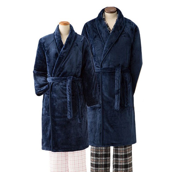 在庫限り ガウン ナイトガウン メンズ レディース 暖かい ルームガウン 軽い あたたかい マイクロフリース 温かい 薄手 部屋着 洗える 男性 女性 【STK】 |  | 02