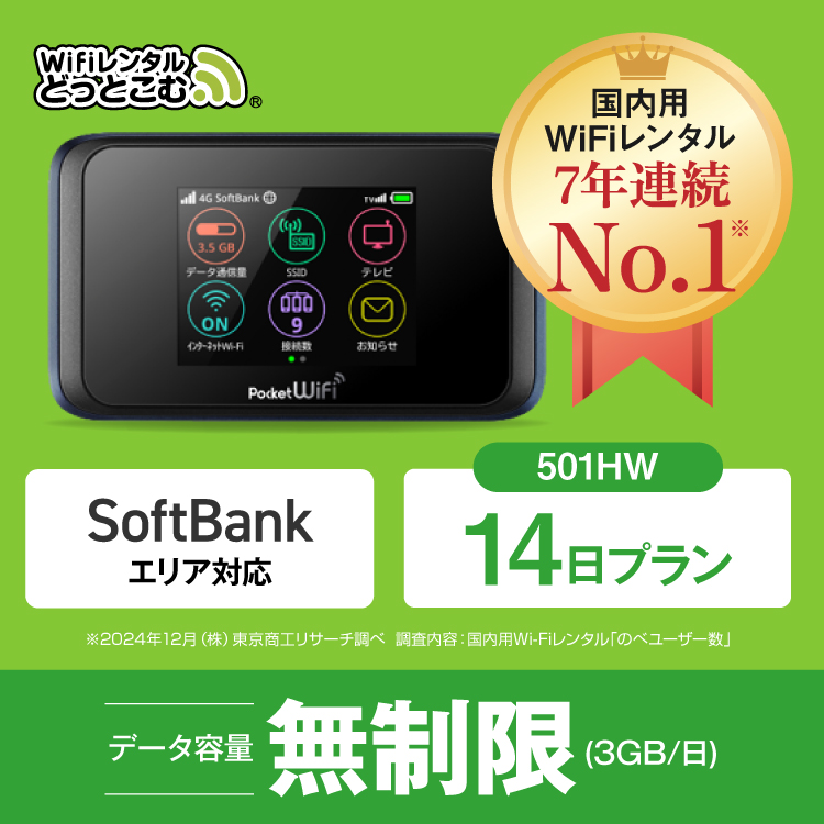 ポケットwifi レンタル 14日 無制限 レンタルwifi 14日 無制限 wifi レンタル 14日 無制限　ソフトバンク 501HW