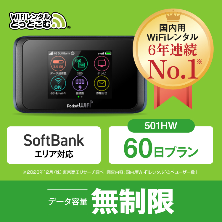 ポケットwifi レンタル 60日 無制限 レンタルwifi 60日 無制限 wifi レンタル 60日 無制限　ソフトバンク 501HW