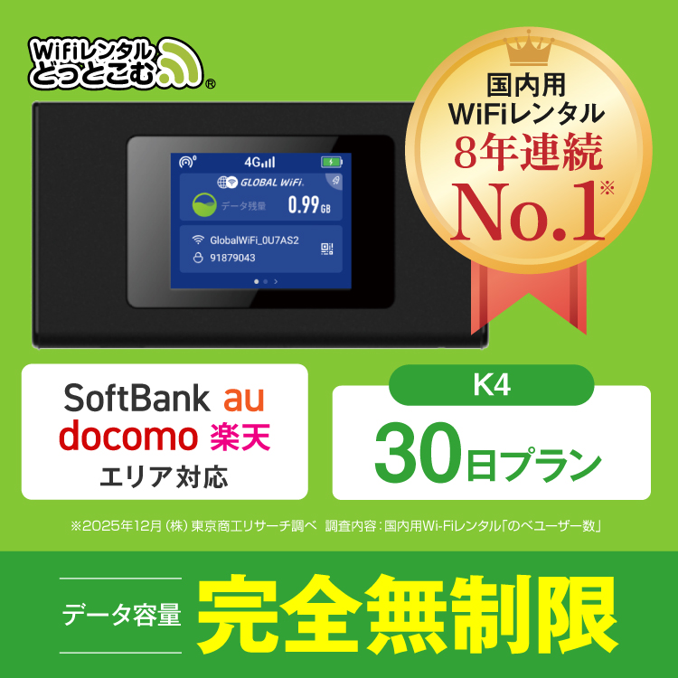 ポケットwifi レンタル 1ヶ月 無制限 レンタルwifi 30日 無制限 wifi レンタル 30日 完全無制限 ソフトバンク docomo au K4