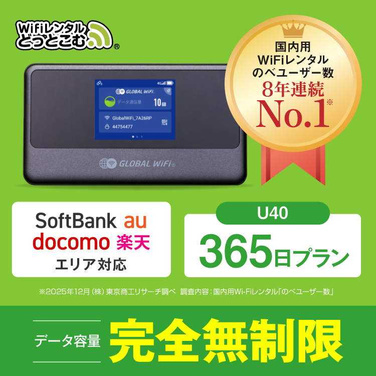wifi レンタル 365日 完全無制限 ポケットwifi レンタルwifi 無制限 wifi レンタル Softbank docomo au 楽天 U40