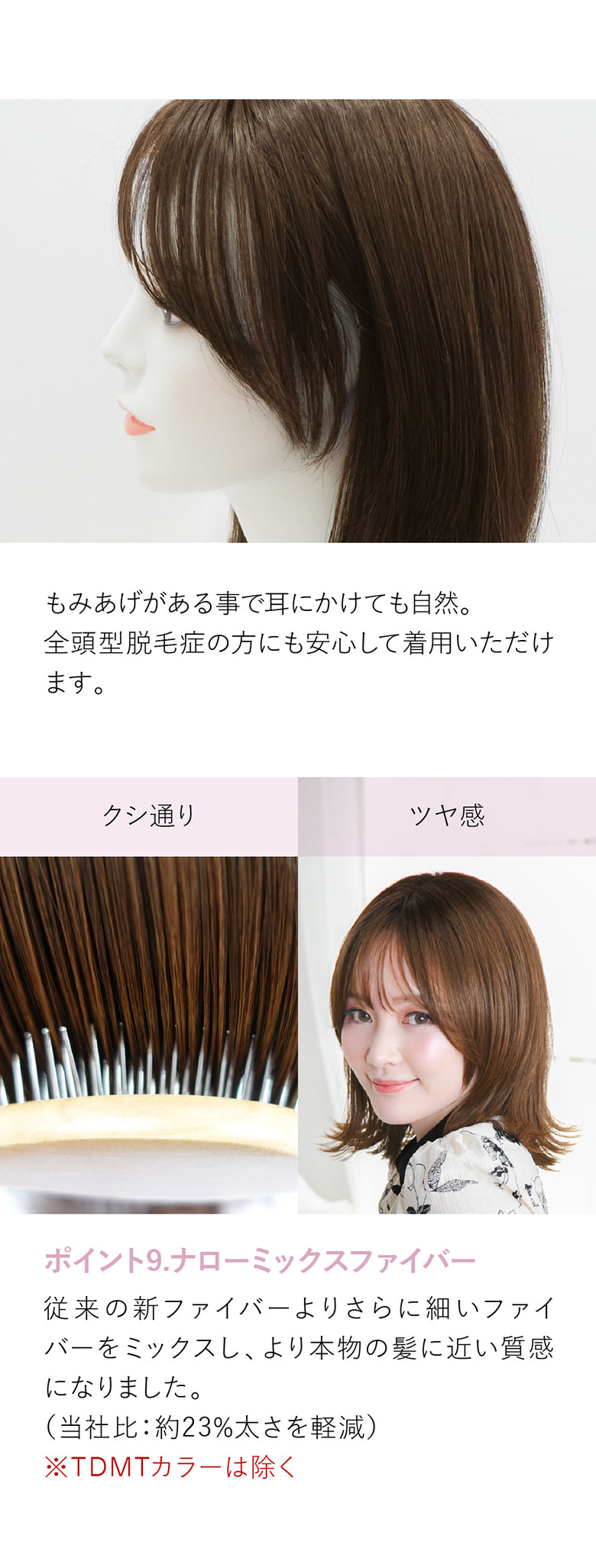 従来の新ファイバーよりもさらに細いファイバーをミックスし、より本物の髪に近い質感になりました。