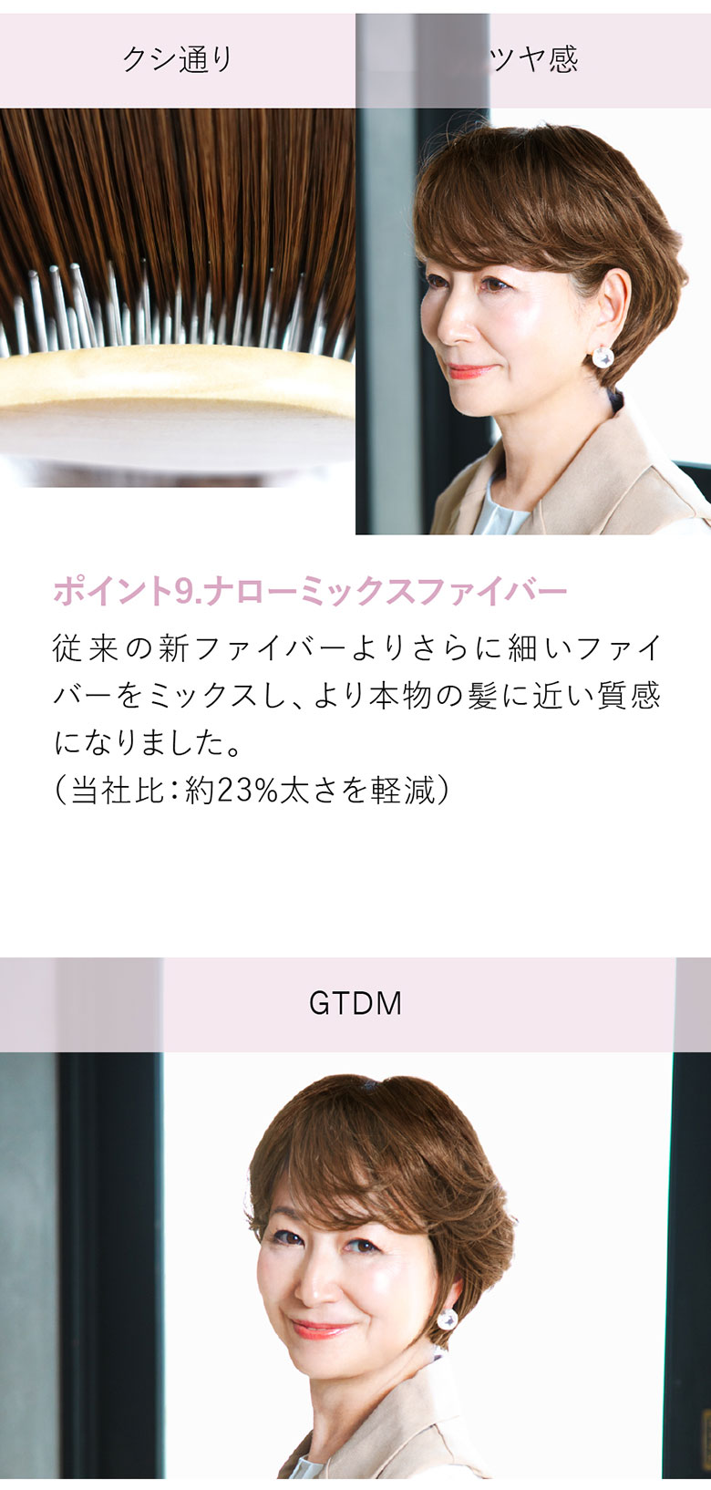 従来の新ファイバーよりもさらに細いファイバーをミックスし、より本物の髪に近い質感になりました。