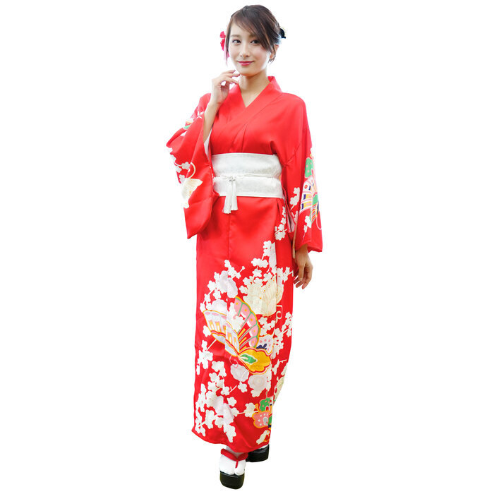 レディース着物セット 朱蝶 日本観光 お土産 着物 衣装 コスチューム