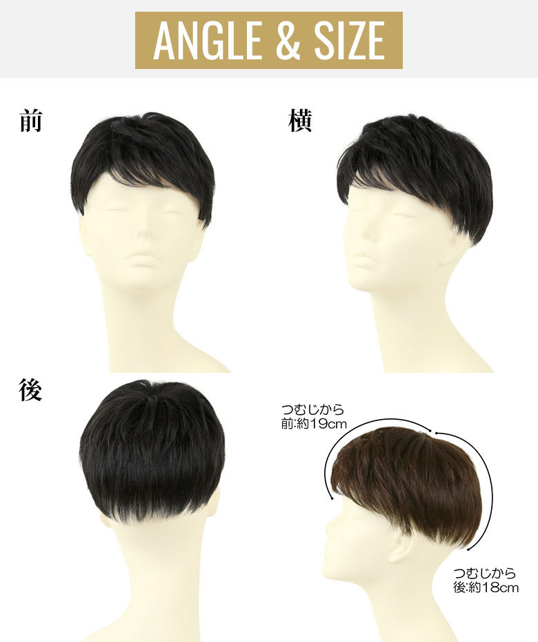 ウィッグ かつら 部分 男性用 頭頂部 薄毛 円形脱毛症 隠す