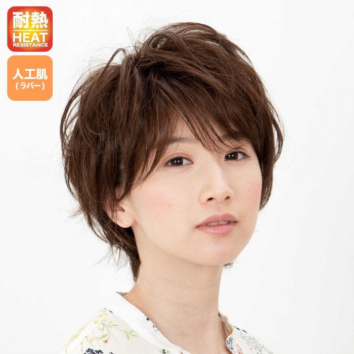 ウィッグ 女性用 かつら ラッフルショート ミルキーブラウン J