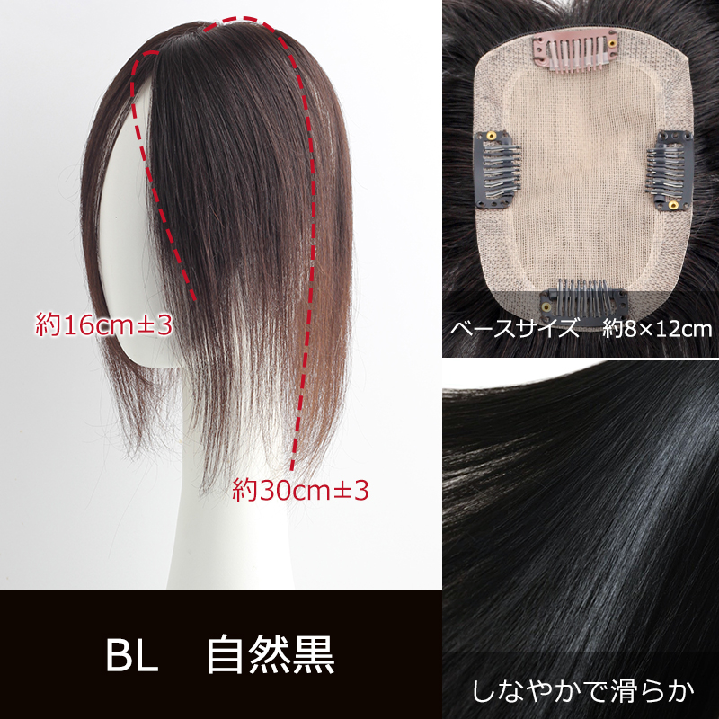 高級 若見え レミーヘア 中面積 8×12cm 部分ウィッグ 人毛 ヘアピース 白髪隠し 自然 通気性 分け目自由 高品質 総手植え 30cm 白髪かくし 私元気BHADBS812-30の画像