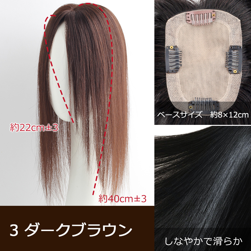 高級 若見え レミーヘア 中面積 8×12cm 部分ウィッグ 人毛 ヘアピース 白髪隠し 自然 通気性 分け目自由 高品質 総手植え 40cm 白髪かくし 私元気BHADBS812-40の画像