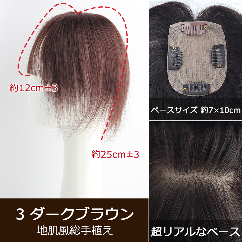 私元気 部分ウィッグ 前髪ウィッグ 返品交換OK 中小面積 7×10cm 自然