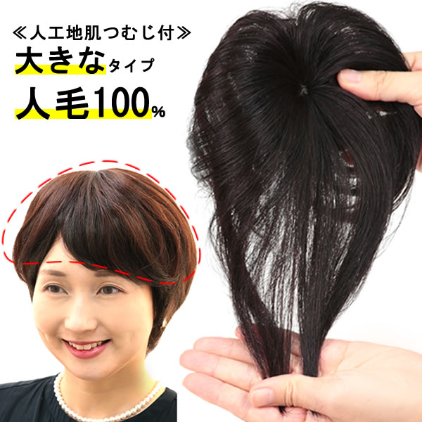 ウィッグ ヘアピース 人毛100％ 円形脱毛症 部分ウィッグ かつら 送料